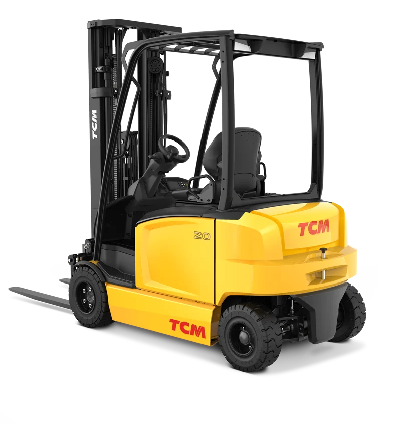 Counterbalance forklift on a training course.